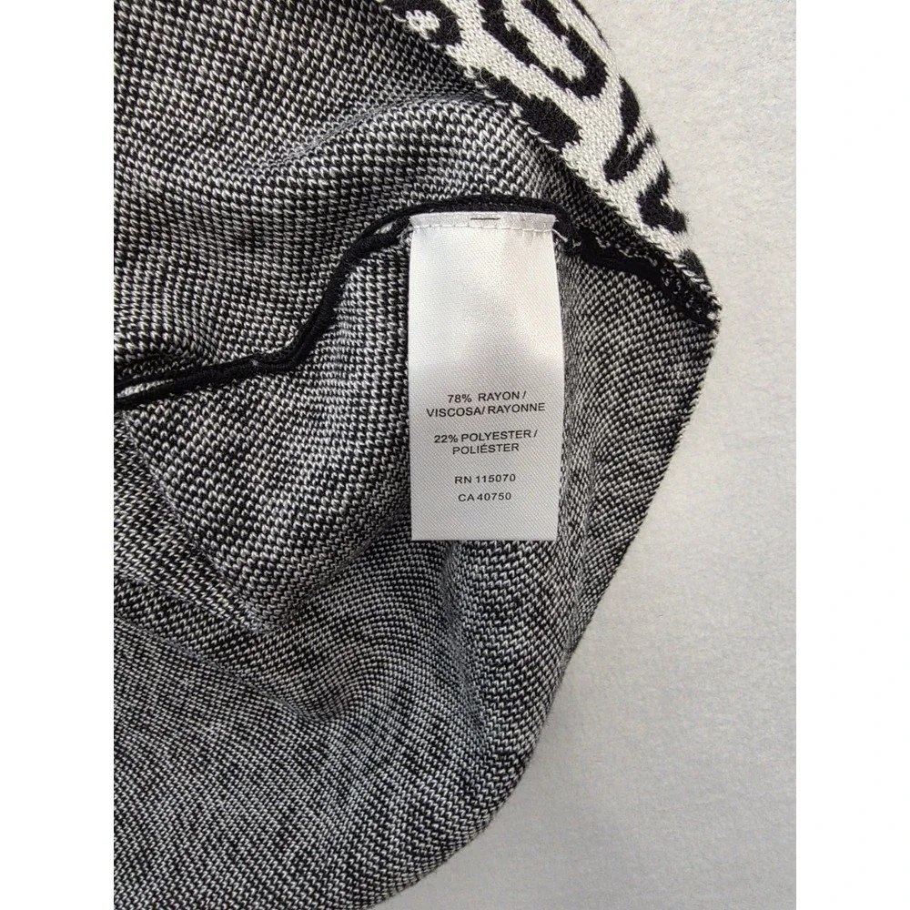 Nina Leonard Leopard Print A-Line Dress L Black White Rayon Knit Animal Print